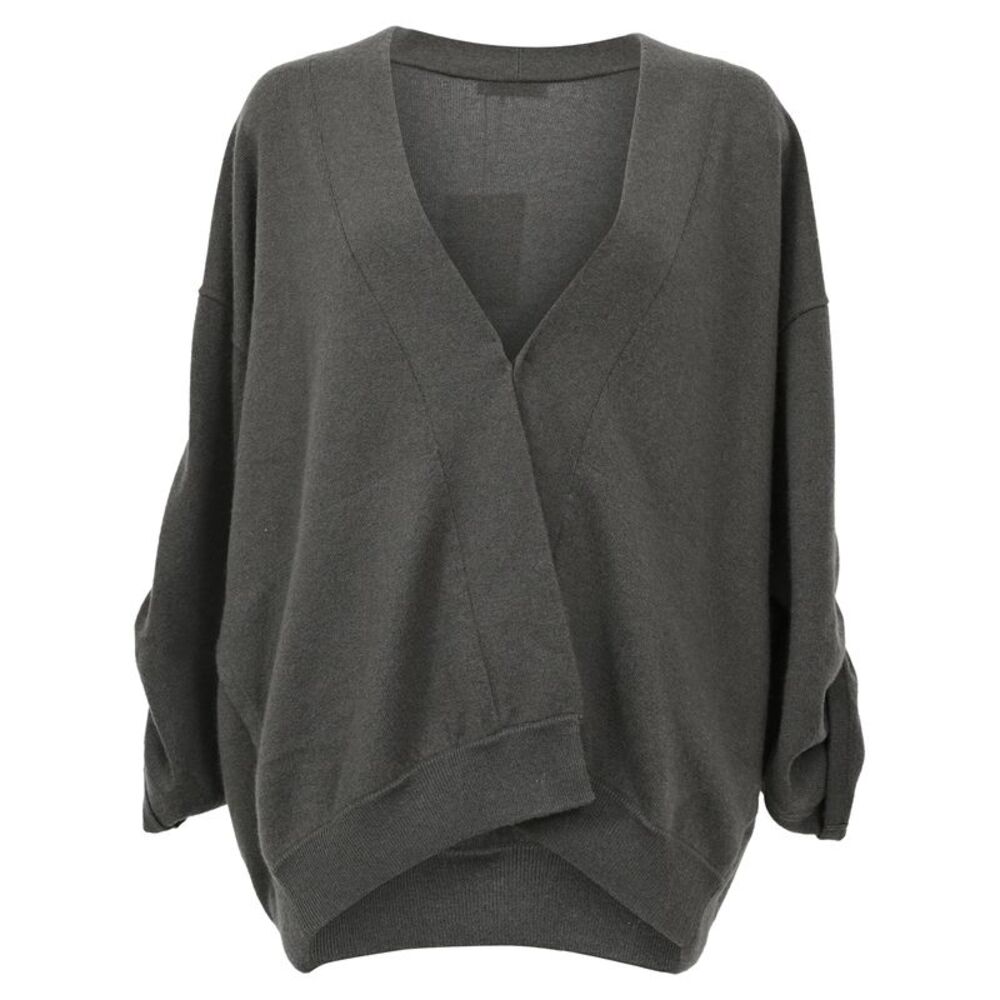 Brunello Cucinelli Draped Cardigan in Grey Silk